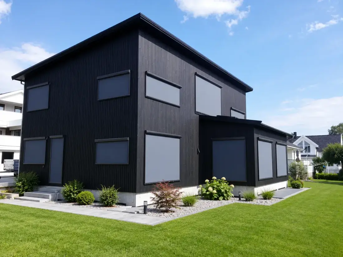 Moderne bolig med utvendige screens